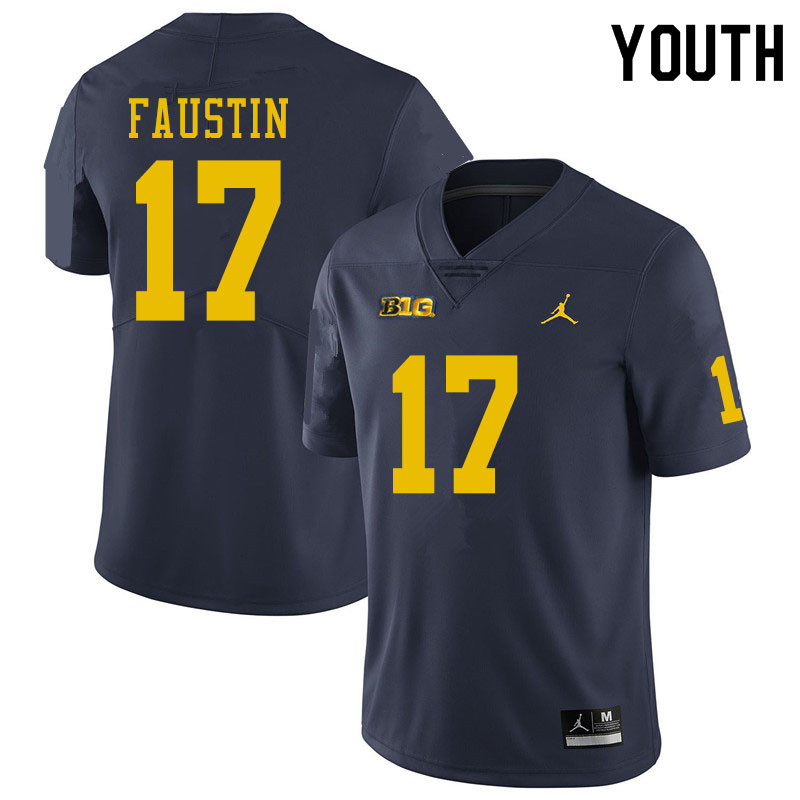 Youth #17 Sammy Faustin Michigan Wolverines College Football Jerseys Sale-Navy